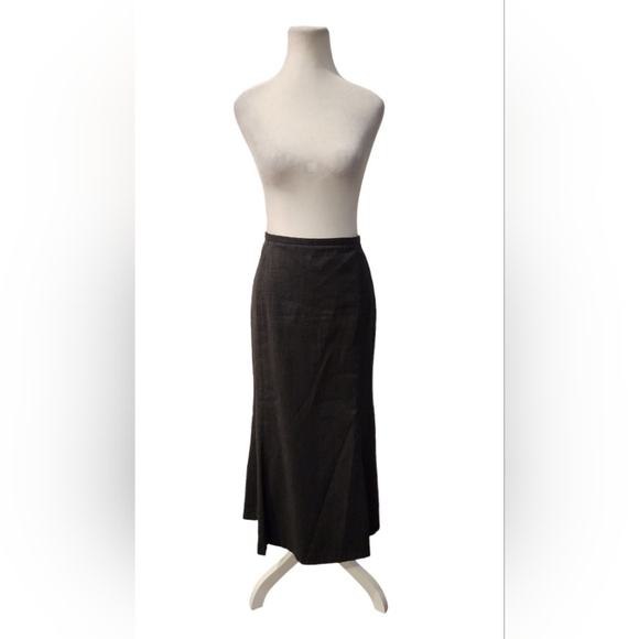 Gray Wool Blend Maxi Fit and Flare Skirt - Picture 2 of 5
